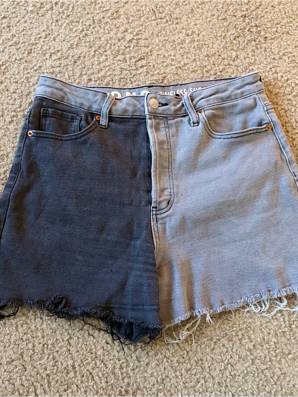 Two-Tone Black and Light Gray Denim Women's Shorts